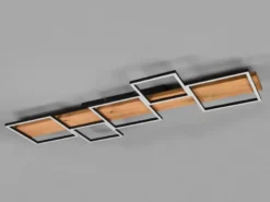 Flache LED Deckenleuchte HARPER dimmbar Holzbrett naturbelassen, Breite 115cm