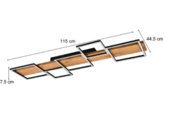 Flache LED Deckenleuchte HARPER dimmbar Holzbrett naturbelassen, Breite 115cm