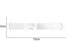 Flache LED Deckenleuchte LUMOS Metall Chrom, Ringe, Wandleuchte Breite 72cm