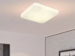 Flache LED Deckenleuchte MANDRIA mit Rankenmuster, Quadrat 27cm