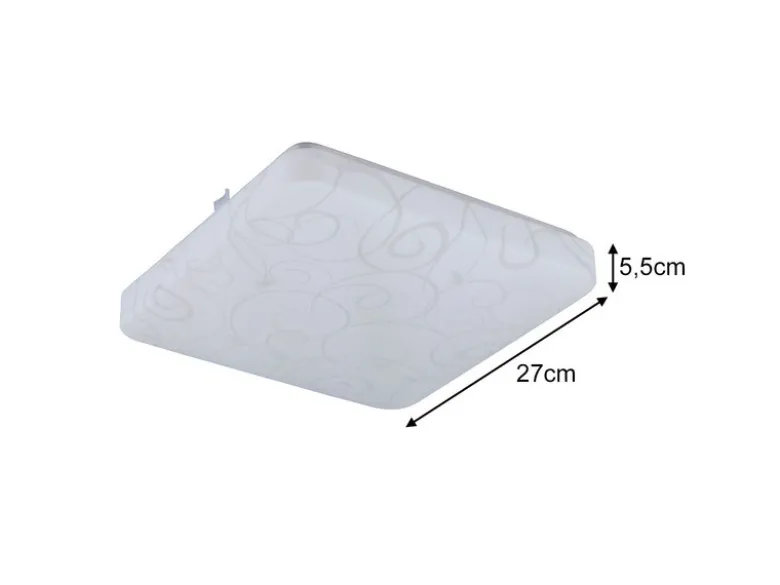 Flache LED Deckenleuchte MANDRIA mit Rankenmuster, Quadrat 27cm