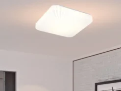 Flache LED Deckenleuchte MANDRIA mit Strahlenmuster, Quadrat 27cm