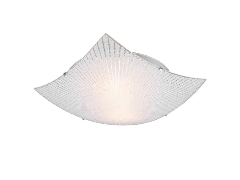 Flache LED Deckenleuchte mit Glas Lampenschirm Weiß, Quadrat 40cm