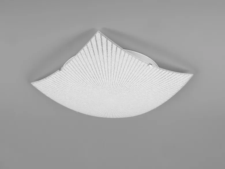 Flache LED Deckenleuchte mit Glas Lampenschirm Weiß, Quadrat 40cm