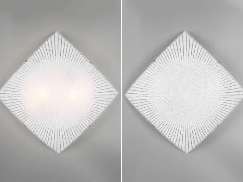 Flache LED Deckenleuchte mit Glas Lampenschirm Weiß, Quadrat 40cm