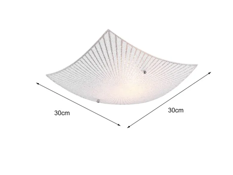 Flache LED Deckenleuchte mit Glas Lampenschirm Weiß, Quadrat 30cm