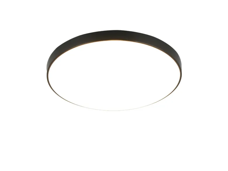Flache LED Deckenleuchte SPICA in Schwarz, IP44 Badezimmer geeignet, Ø 27cm