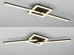 Flache LED Deckenleuchte VIALE Schwarz rechteckig groß max. Breite 63cm
