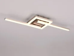 Flache LED Deckenleuchte VIALE Silber rechteckig groß, max. Breite 63cm