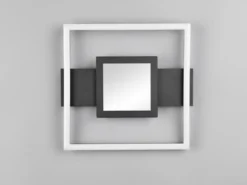 Flache LED Deckenleuchte WHEELER Metall Schwarz Wandleuchte, Breite 35cm