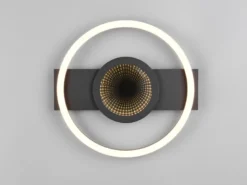 Flache LED Deckenleuchte WHEELER Metall Schwarz Wandleuchte, Ø 33cm