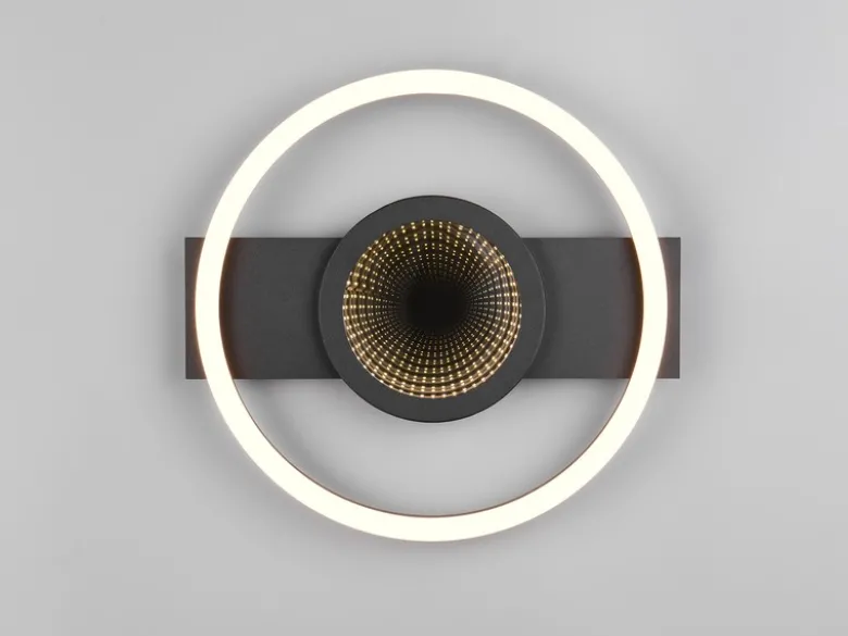 Flache LED Deckenleuchte WHEELER Metall Schwarz Wandleuchte, Ø 33cm