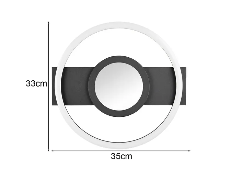 Flache LED Deckenleuchte WHEELER Metall Schwarz Wandleuchte, Ø 33cm