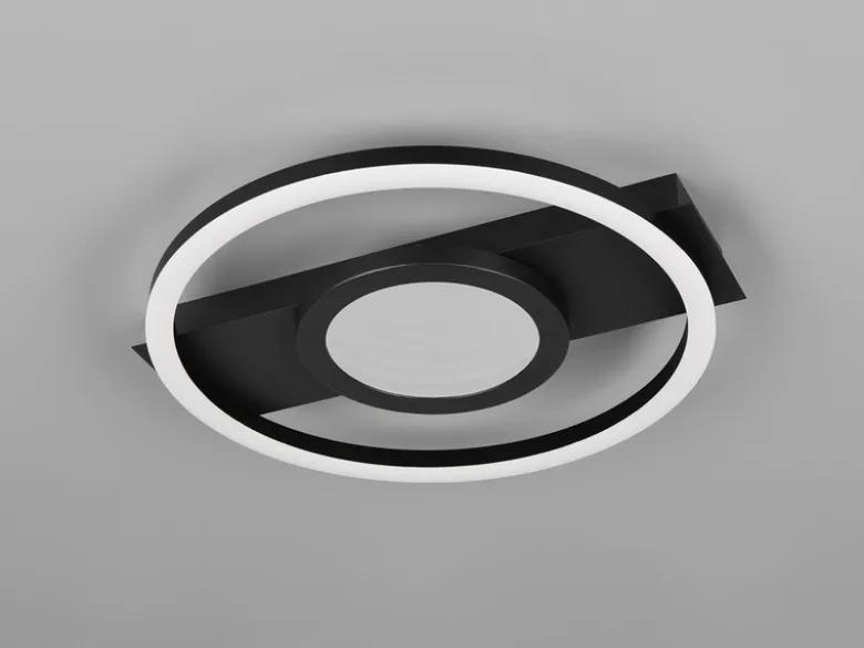 Flache LED Deckenleuchte WHEELER Metall Schwarz Wandleuchte, Ø 33cm