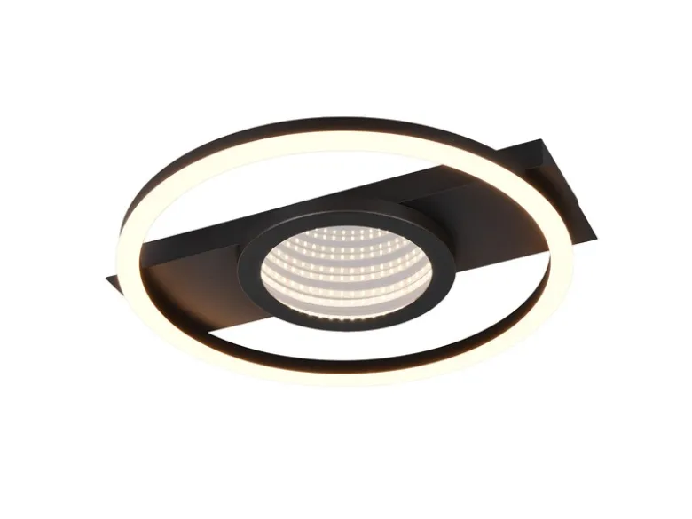 Flache LED Deckenleuchte WHEELER Metall Schwarz Wandleuchte, Ø 33cm