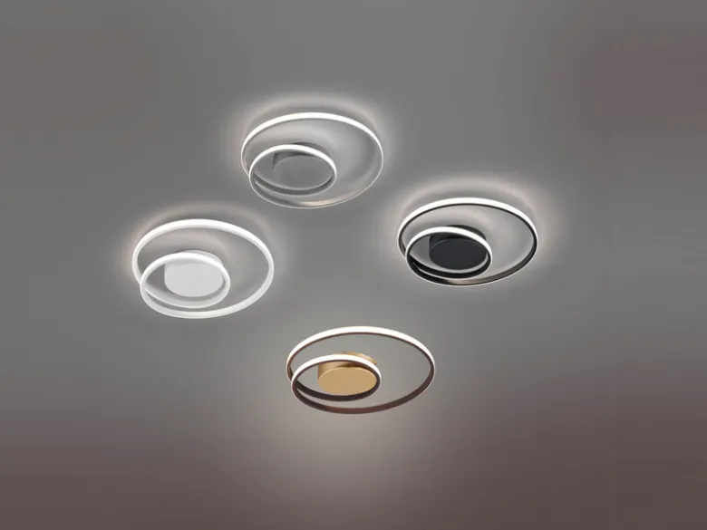 Flache LED Deckenleuchte ZIBAL Schwarz, stufenweise dimmbar, Ø 39cm