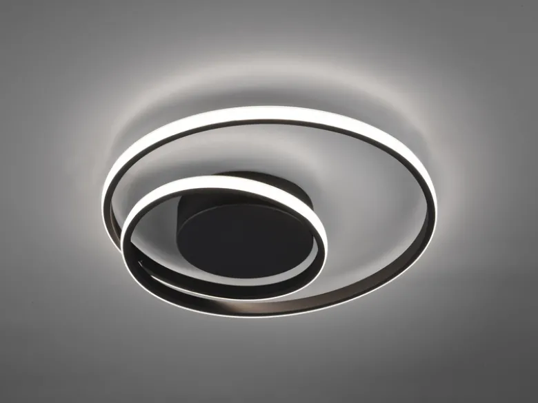 Flache LED Deckenleuchte ZIBAL Schwarz, stufenweise dimmbar, Ø 39cm