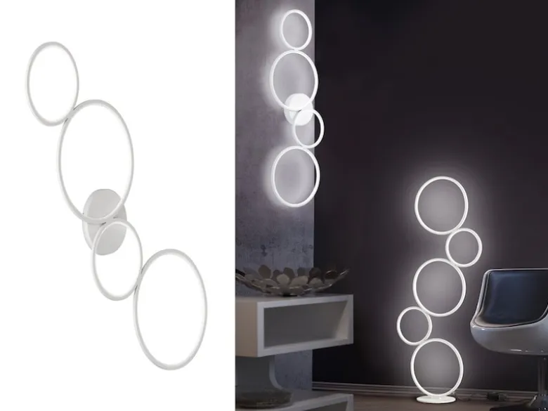 Flache LED Ring Deckenleuchte RONDO Metall in Weiß, Breite 97cm
