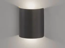 Flache LED Updown Wandleuchte HALV Schwarz / innen Gold, Höhe 15cm