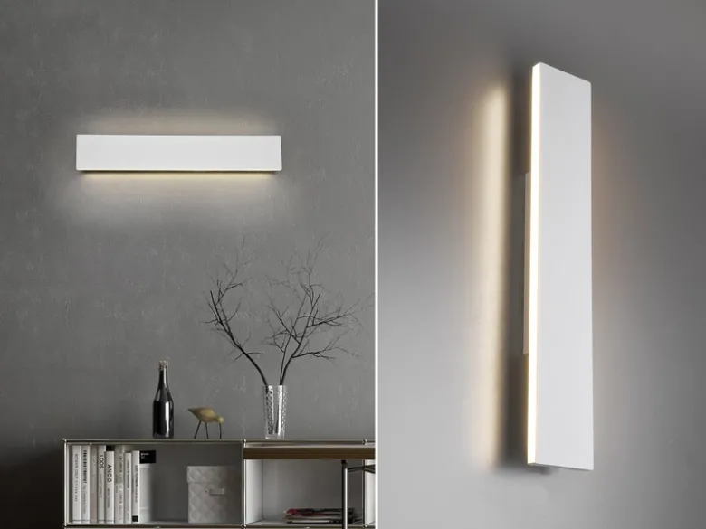Flache LED Wandleuchte CONCHA Up and Down Weiß - 3 Stufen Dimmer, Breite 47cm