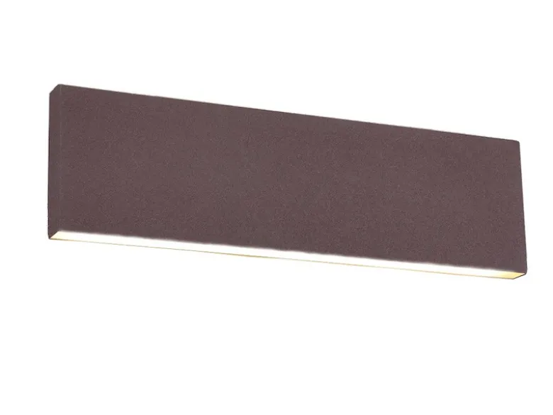Flache LED Wandleuchte CONCHA Up and Down Rostoptik - 3 Stufen Dimmer, B: 28cm