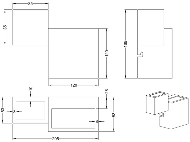 Flache LED Wandleuchte MIGUEL Up and Down Light Weiß in 3 Stufen dimmbar, B:20cm
