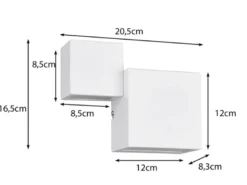 Flache LED Wandleuchte MIGUEL Up and Down Light Weiß in 3 Stufen dimmbar, B:20cm