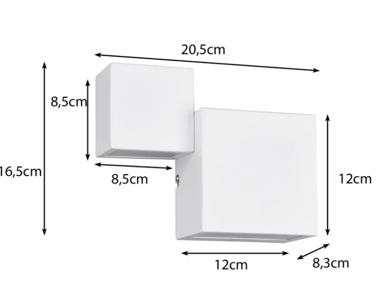 Flache LED Wandleuchte MIGUEL Up and Down Light Weiß in 3 Stufen dimmbar, B:20cm
