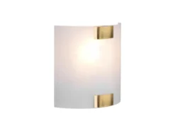 Flache LED Wandleuchte mit Glas Lampenschirm Weiß & Gold, Höhe 20cm