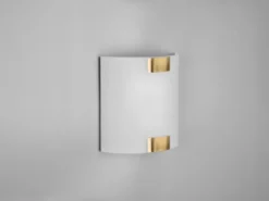 Flache LED Wandleuchte mit Glas Lampenschirm Weiß & Gold, Höhe 20cm