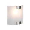 Flache LED Wandleuchte mit Glas Lampenschirm Weiß & Silber, Höhe 20cm