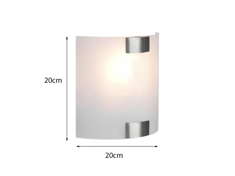 Flache LED Wandleuchte mit Glas Lampenschirm Weiß & Silber, Höhe 20cm