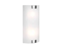 Flache LED Wandleuchte mit Glas Lampenschirm Weiß & Silber, Höhe 40cm
