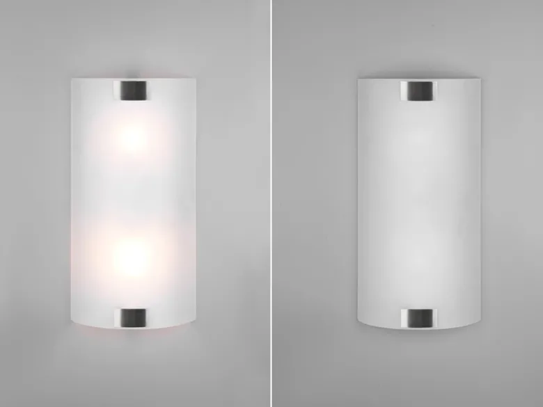 Flache LED Wandleuchte mit Glas Lampenschirm Weiß & Silber, Höhe 40cm