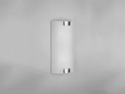 Flache LED Wandleuchte mit Glas Lampenschirm Weiß & Silber, Höhe 40cm