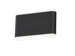 Flache LED Wandleuchte SCOUNCE Schwarz für Innen & Außen, Breite 17,5cm