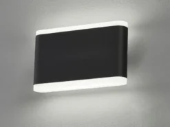 Flache LED Wandleuchte SCOUNCE Schwarz für Innen & Außen, Breite 17,5cm