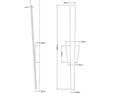 Flache LED Wandleuchte ZITA Schwarz indirekte Wandbeleuchtung, Höhe 60cm