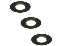 Flacher LED Einbaustrahler 230V dimmbar 3er Set Badezimmer geeignet 4000K Ø 8cm