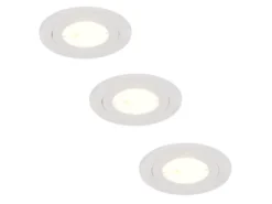 Flacher LED Einbaustrahler 230V dimmbar, 3er Set, Badezimmer geeignet, Ø 8cm