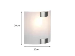 Flache Wandleuchte PURA Glaslampenschirm Silber, Höhe 20cm
