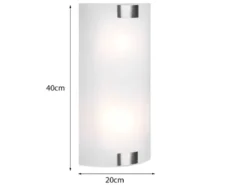 Flache Wandleuchte PURA Glaslampenschirm Silber, Höhe 40cm