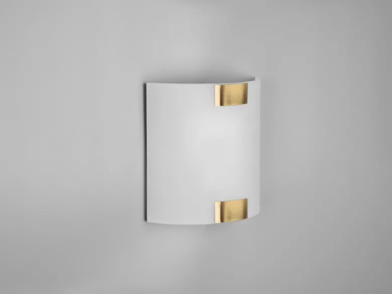 Flache Wandleuchte PURA Glaslampenschirm Gold, Höhe 20cm