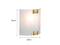 Flache Wandleuchte PURA Glaslampenschirm Gold, Höhe 20cm