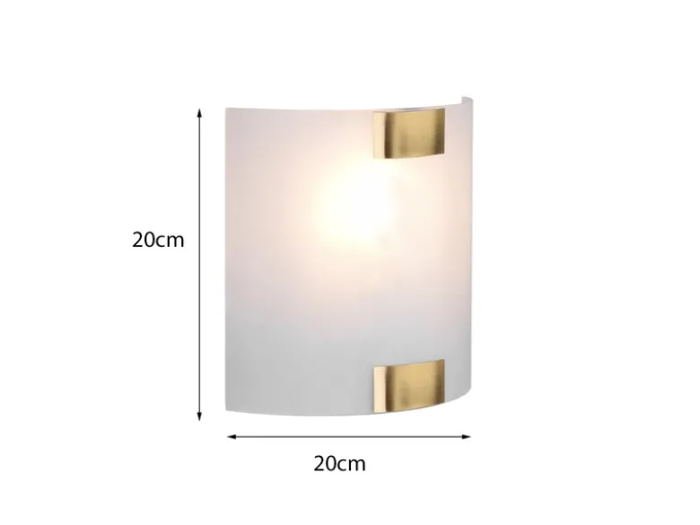 Flache Wandleuchte PURA Glaslampenschirm Gold, Höhe 20cm