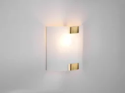 Flache Wandleuchte PURA Glaslampenschirm Gold, Höhe 20cm