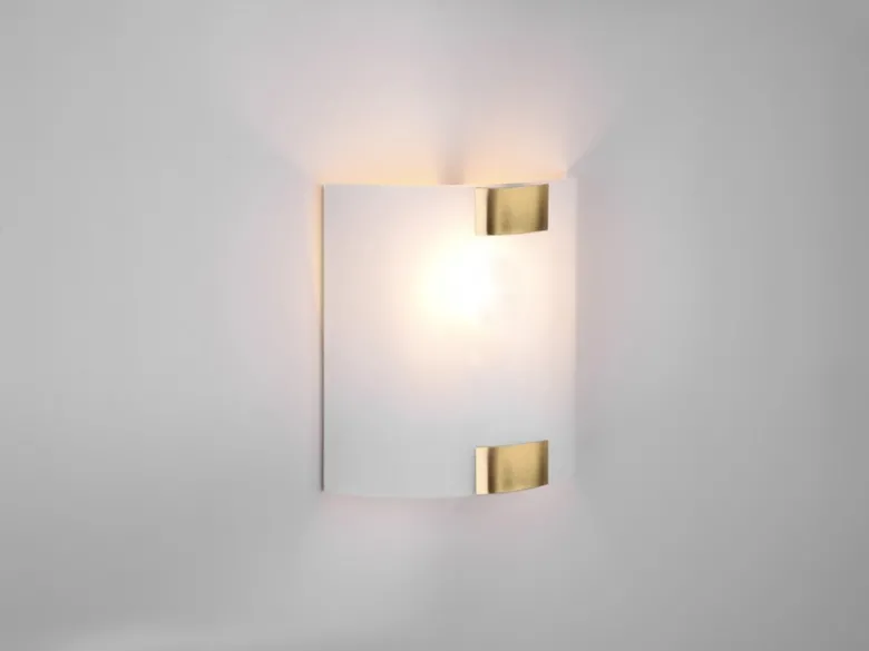 Flache Wandleuchte PURA Glaslampenschirm Gold, Höhe 20cm