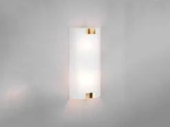 Flache Wandleuchte PURA Glaslampenschirm Gold, Höhe 40cm