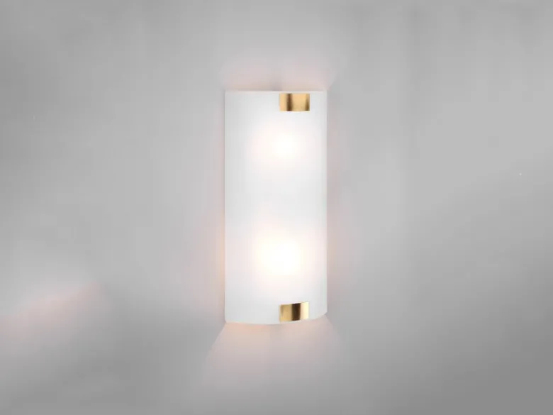 Flache Wandleuchte PURA Glaslampenschirm Gold, Höhe 40cm