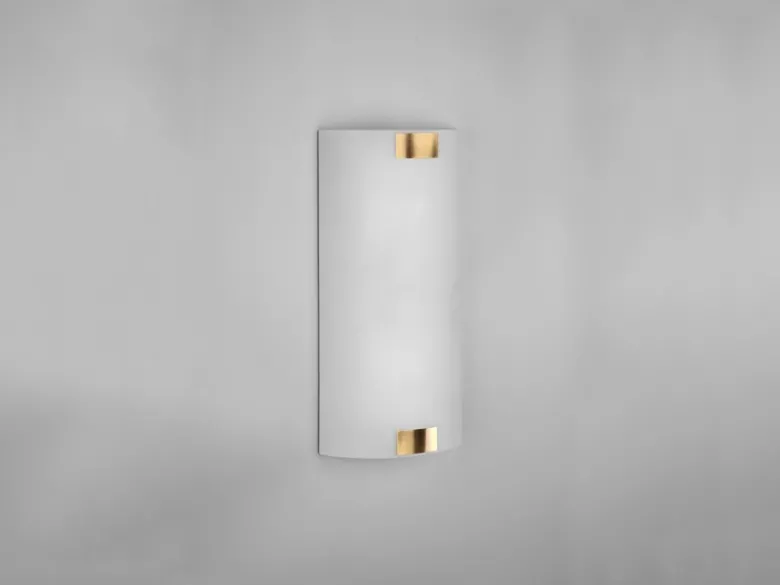 Flache Wandleuchte PURA Glaslampenschirm Gold, Höhe 40cm